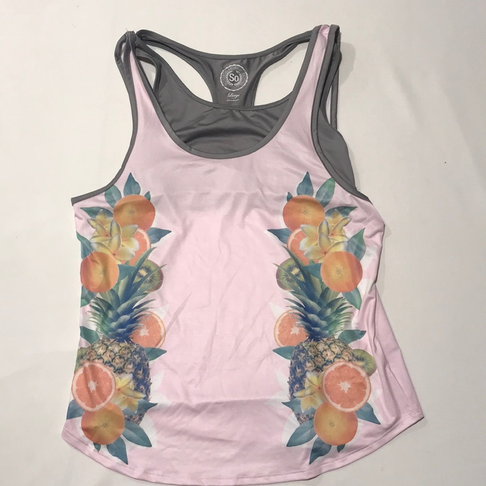 Fruit Work out tee with attached sports bra